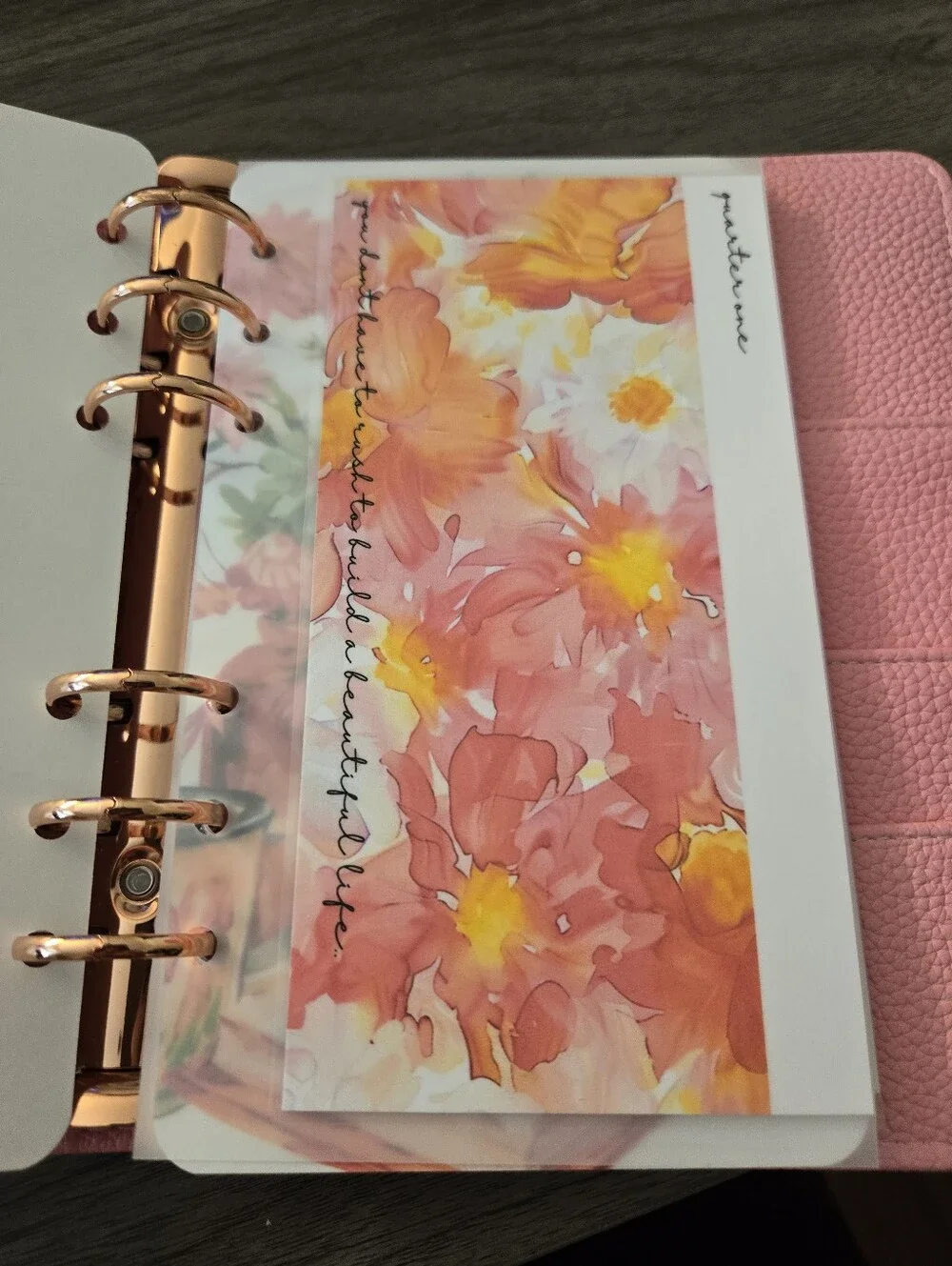 A6 Pink Pebbled Leather Snap Notebook Cover With Savings Challenge